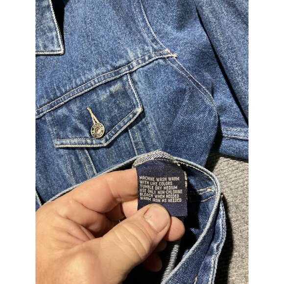 Route 66 Denim Jacket Women’s Size Large Blue Long Sleeve Button Up - Picture 3 of 9